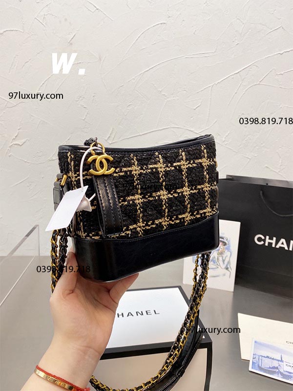 Chanel Gabrielle Small Hobo Bag Aged Calfskin  Gold Black