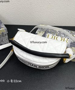 Túi Small Dior Hobo Bag White Cannage Lambskin