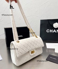 Túi Chanel 2.55 Handbag White Gold Like Auth