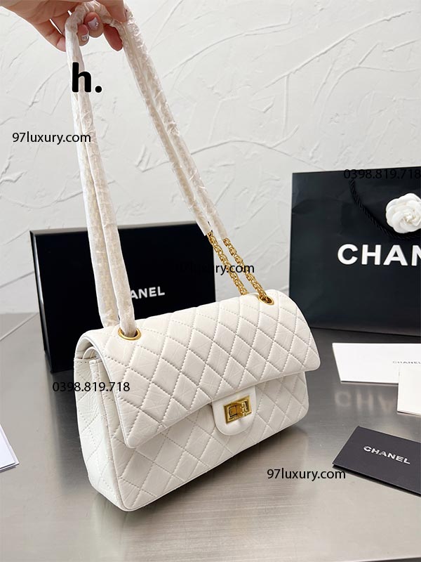 Túi Chanel 2.55 Handbag White Gold Like Auth - 97Luxury