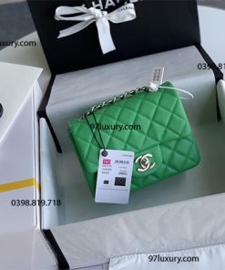 Túi Chanel CF 17cm Caviar Mini Handbag Green Like Auth