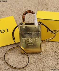 Túi Fendi Mini Sunshine Shopper Gold leather mini-bag