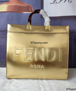 Túi Fendi Sunshine Medium Gold laminated leather shopper
