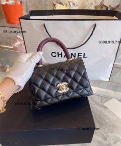Túi Chanel Mini Coco Bolsa Handle Caviar Preta Bag Black