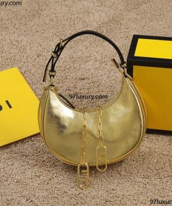 Túi Fendigraphy Small Gold laminated leather bag