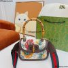 Túi Gucci Bamboo Tote Bag mini họa tiết hoa quai gỗ