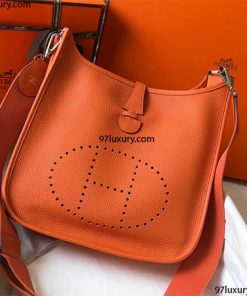 Hermes Evelyne medium Orange Bag màu cam Siêu Cấp
