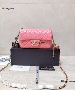 Túi Chanel Classic Flap Bag da bò màu hồng Siêu Cấp