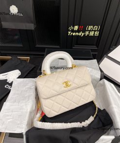 Chanel Trendy Flap With Top Handle Bag White màu trắng - 97Luxury