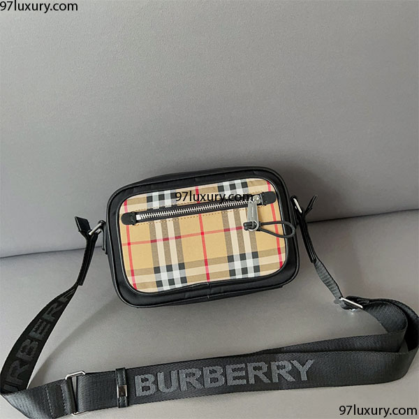 Túi Burberry Cross Body Bag nam hộp vải màu cổ điển viền vải đen