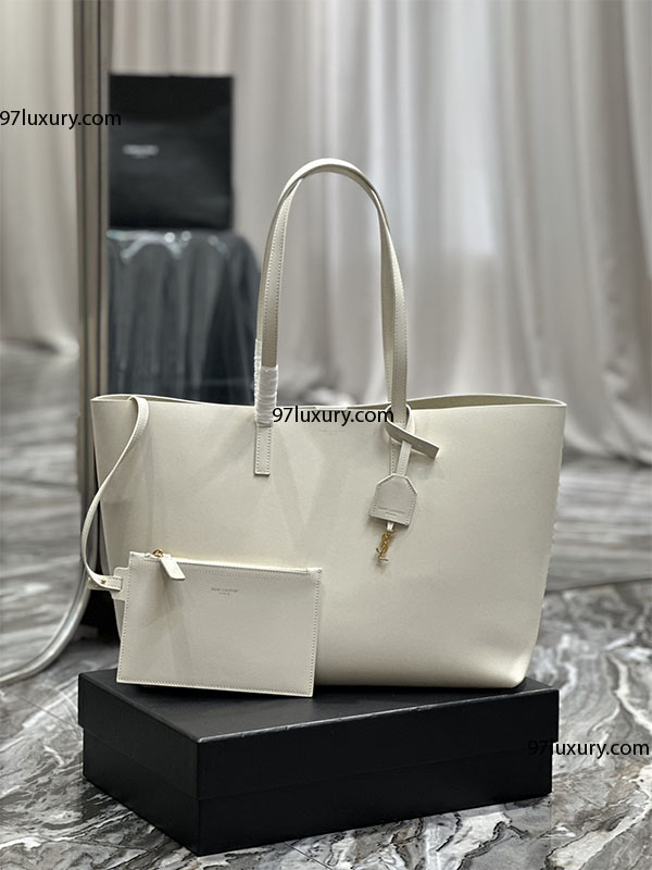 Shopping Saint Laurent Toy In Supple Leather Blanc Vintage