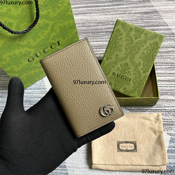GG Marmont Card Case Forest Green Leather màu xanh 